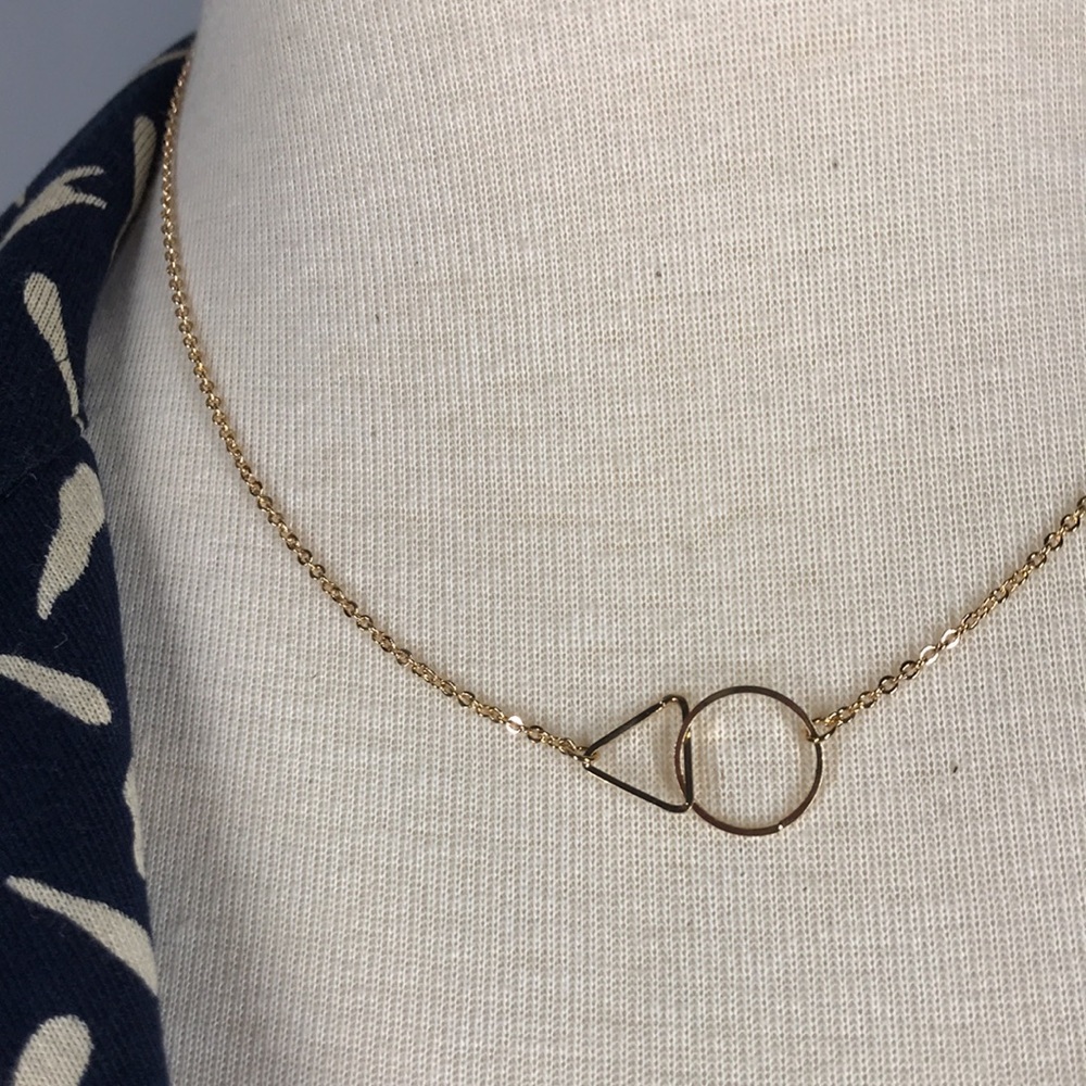 Geometric Interlocking Triangle & Circle Necklace… - image 3